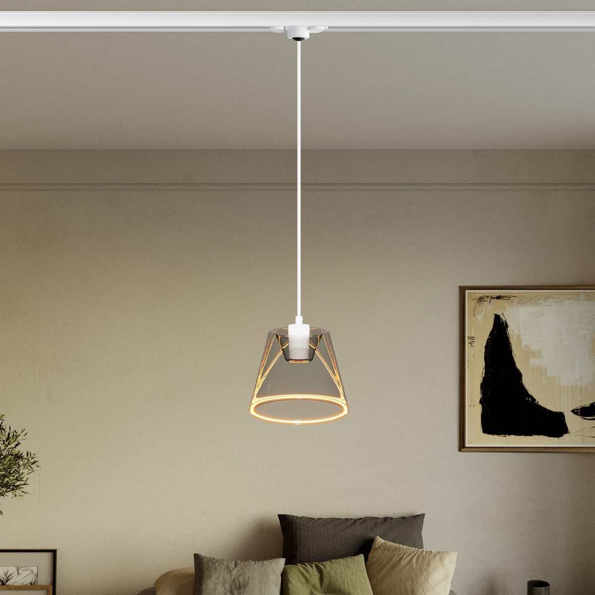 Pendelleuchte für Schienensysteme mit Ghost-Konus-Lampe smoky - Weiß – Ansicht 2