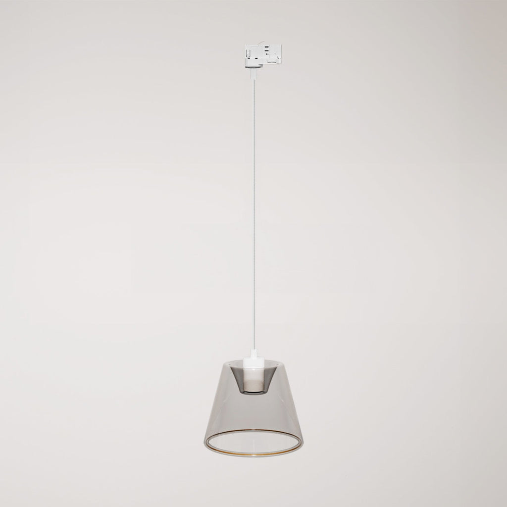 Pendelleuchte für Schienensysteme mit Ghost-Konus-Lampe smoky - Weiß