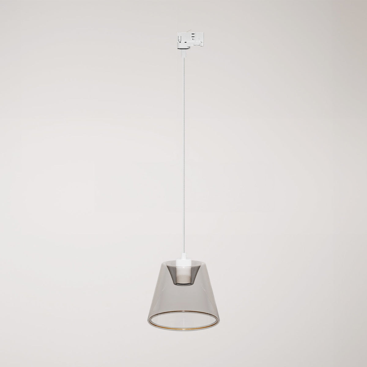 Pendelleuchte für Schienensysteme mit Ghost-Konus-Lampe smoky - Weiß