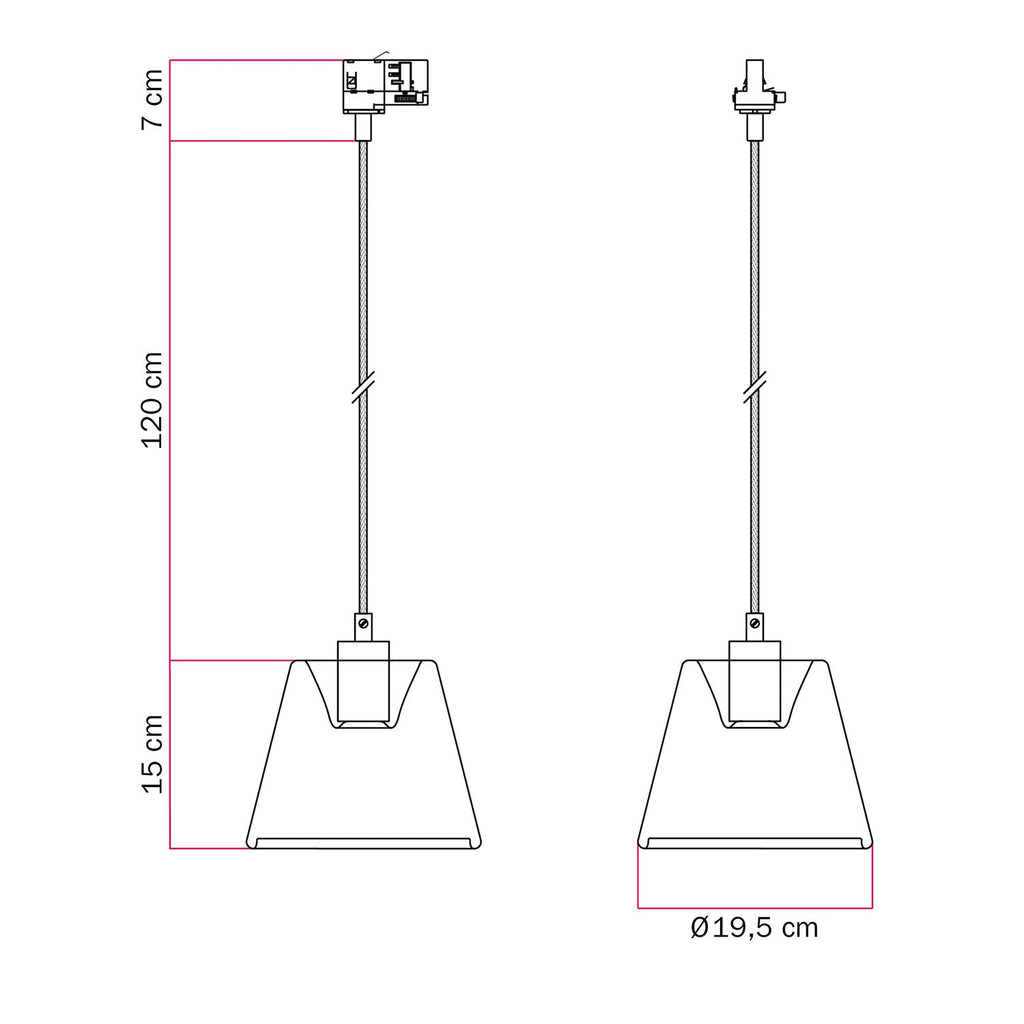 Pendelleuchte für Schienensysteme mit Ghost-Konus-Lampe smoky - Weiß – Ansicht 6