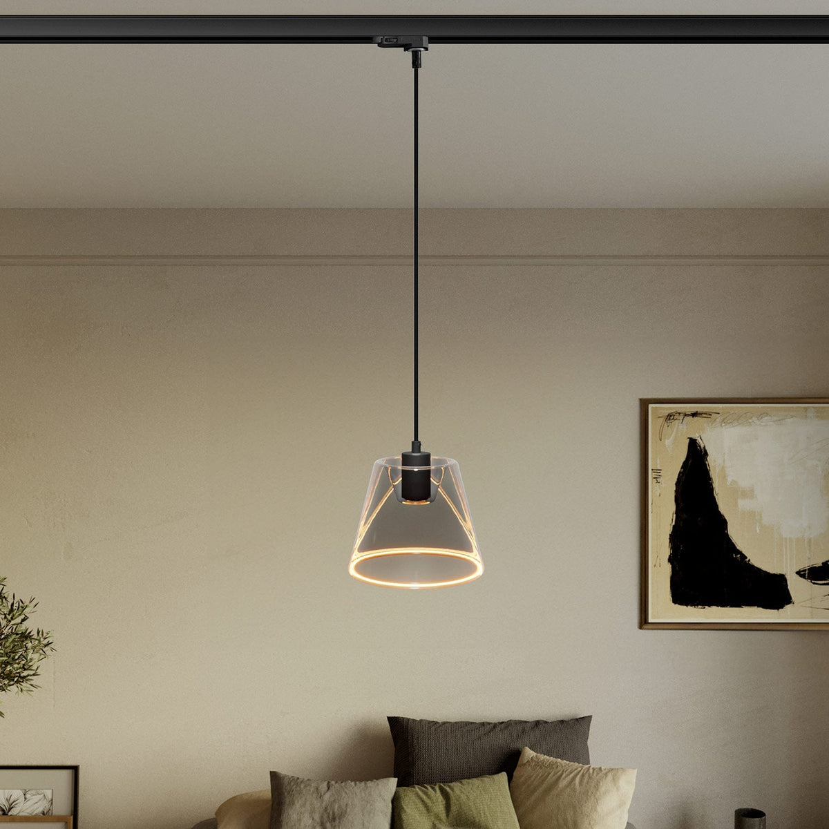 Pendelleuchte für Schienensystem mit Cone Ghost-Lampe – Schwarz – Ansicht 2
