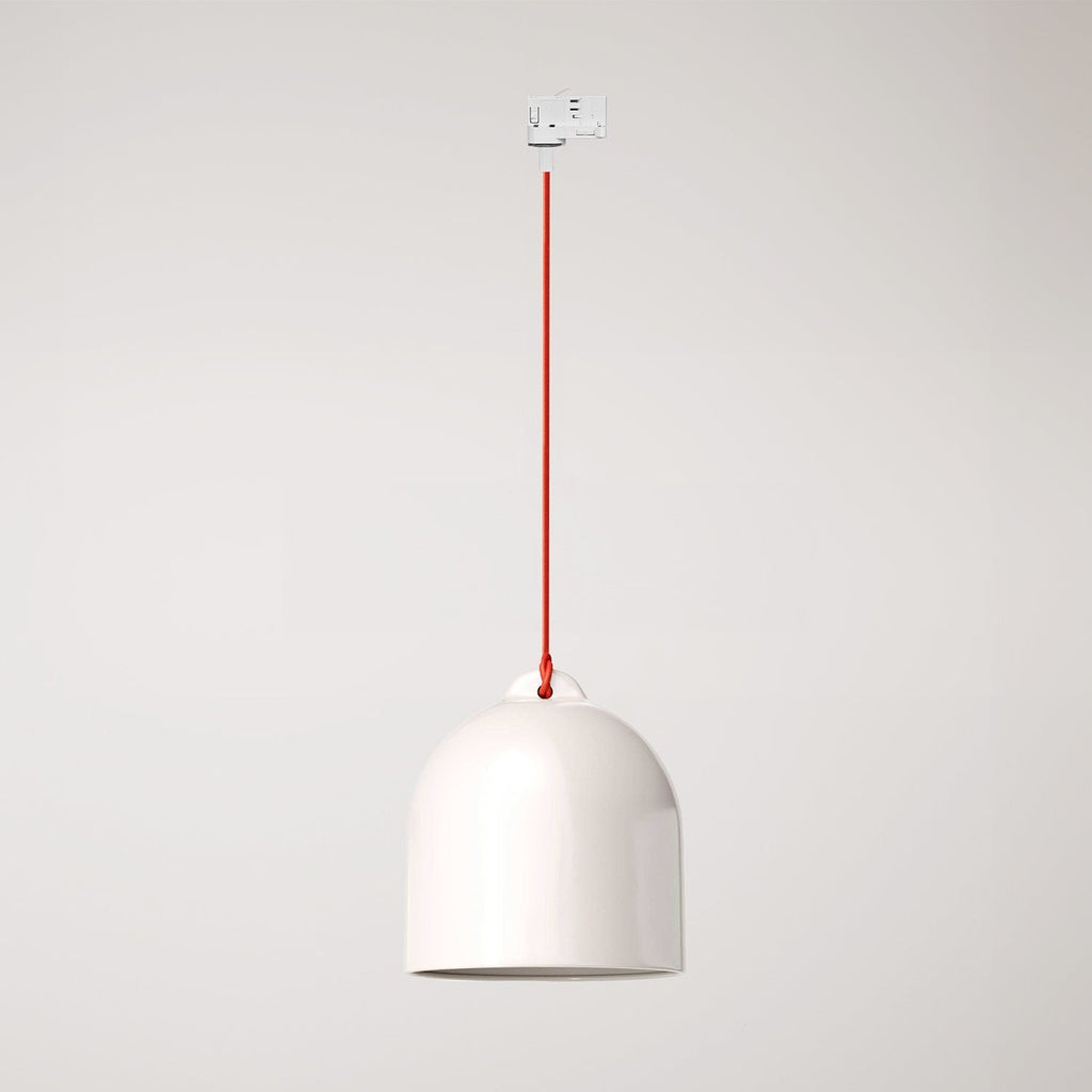 Schienensystem-Pendelleuchte mit Keramikschirm Campana M - Glänzend Weiß