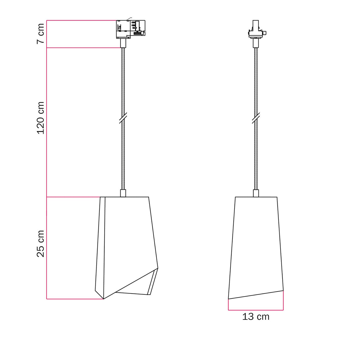 Pendelleuchte für Schienen mit Prisma-Schirm aus Beton – Helles Beton – Ansicht 6