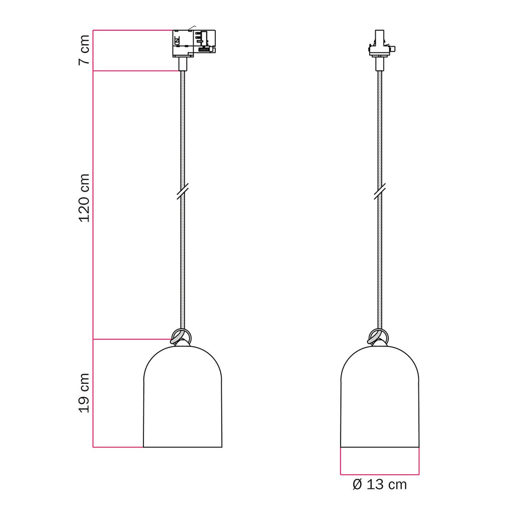 Schienenspot mit Mini-Glockenschirm aus Keramik – Glänzend Weiß – Ansicht 6
