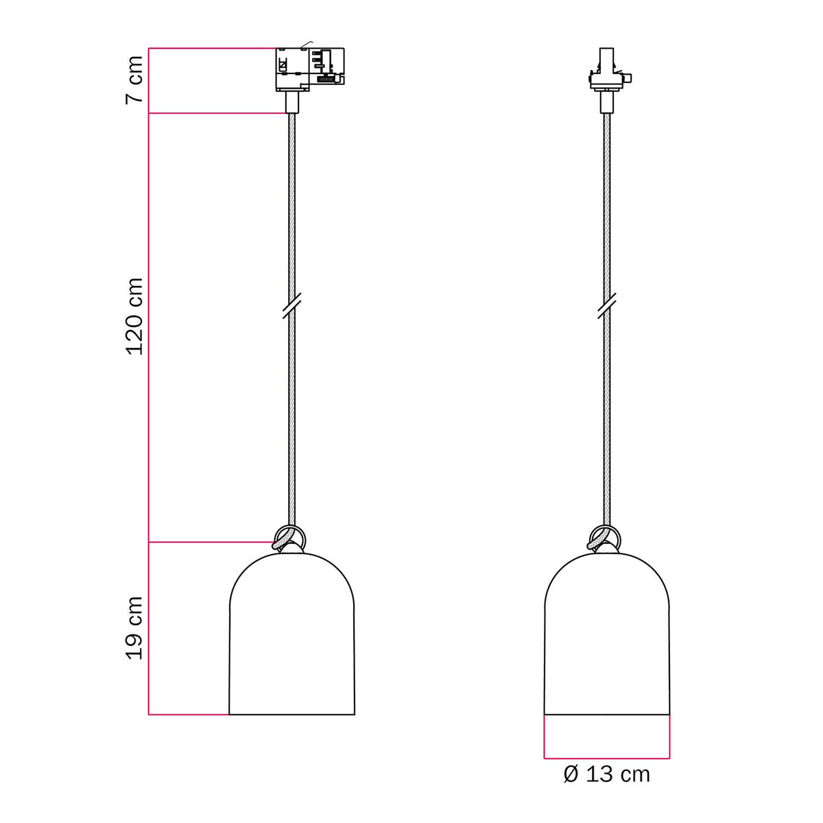 Schienenspot mit Mini-Glockenschirm aus Keramik – Glänzend Weiß – Ansicht 6
