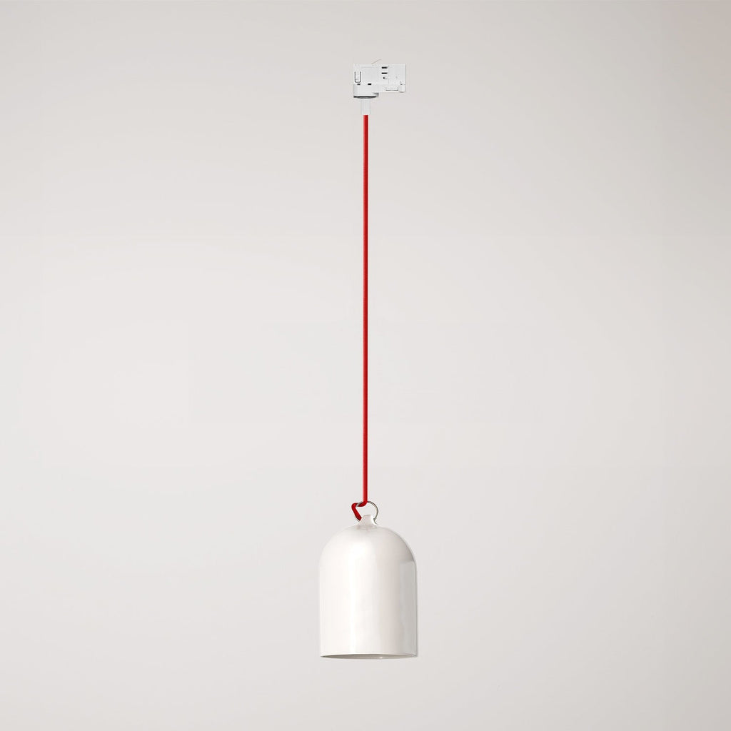 Schienenspot mit Mini-Glockenschirm aus Keramik – Glänzend Weiß