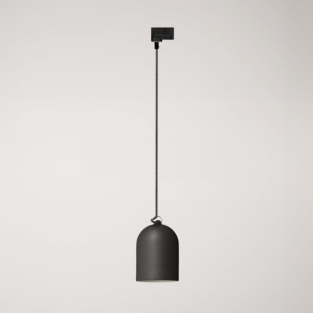 Schienenpendel mit Mini-Campana-Lampenschirm aus Keramik – Tafel-Schwarz