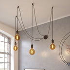 Spider – Mehrfach-Pendelleuchte mit 4 Abhängungen und Holz-Finish - Wengé-Effekt – Ansicht 2
