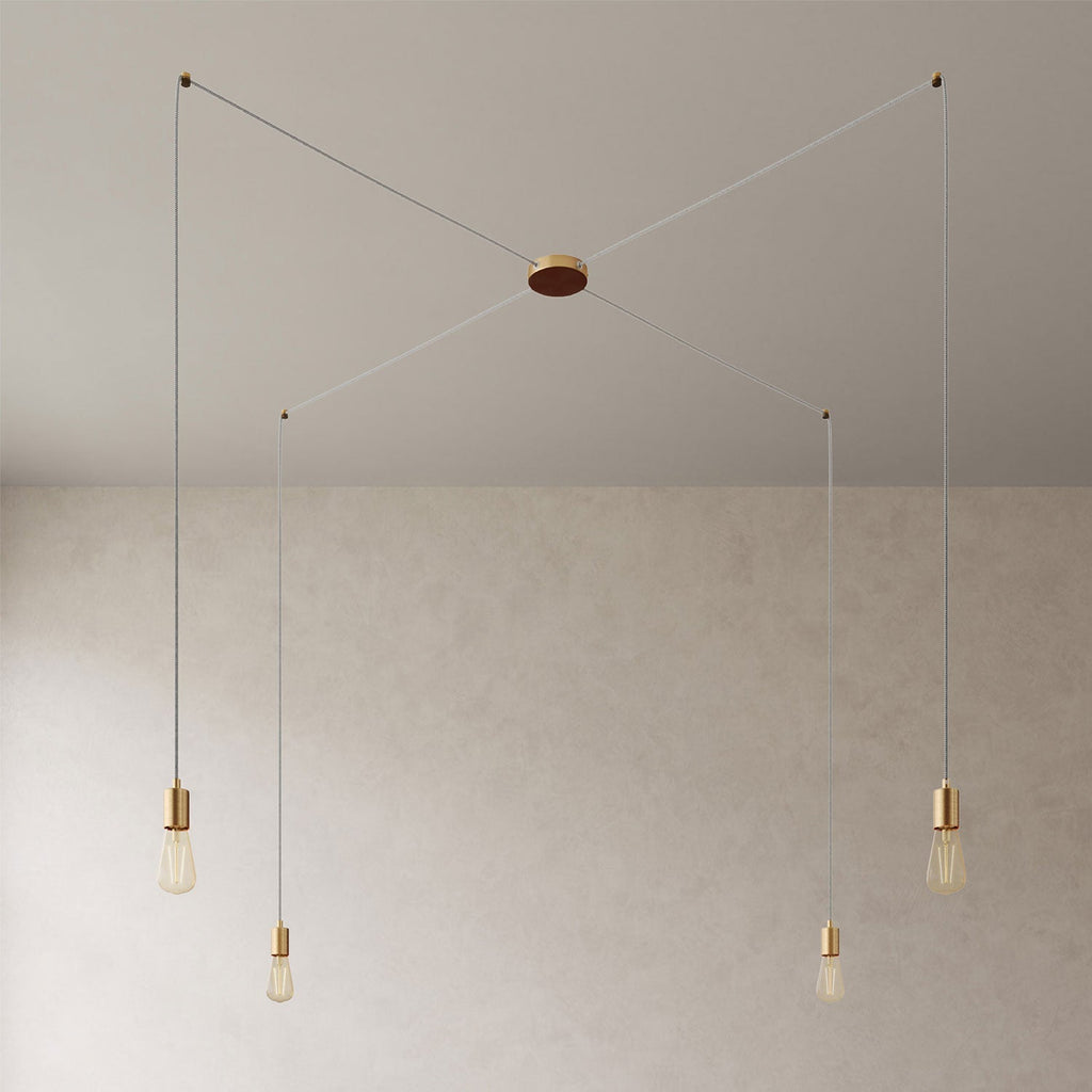 Spider – Mehrfachpendelleuchte mit 4 Abhängungen und Metallfinish – Satin-Bronze – Ansicht 3