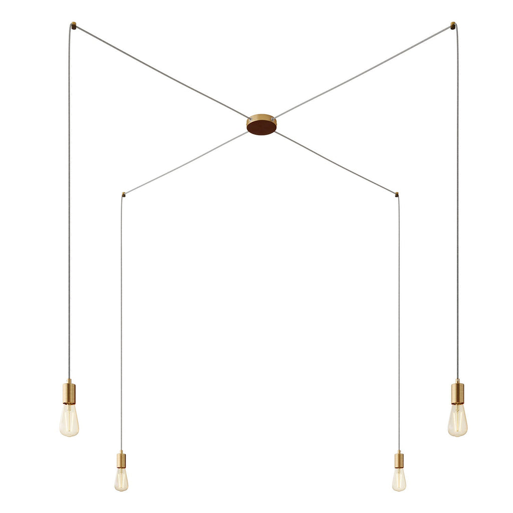 Spider – Mehrfachpendelleuchte mit 4 Abhängungen und Metallfinish – Satin-Bronze