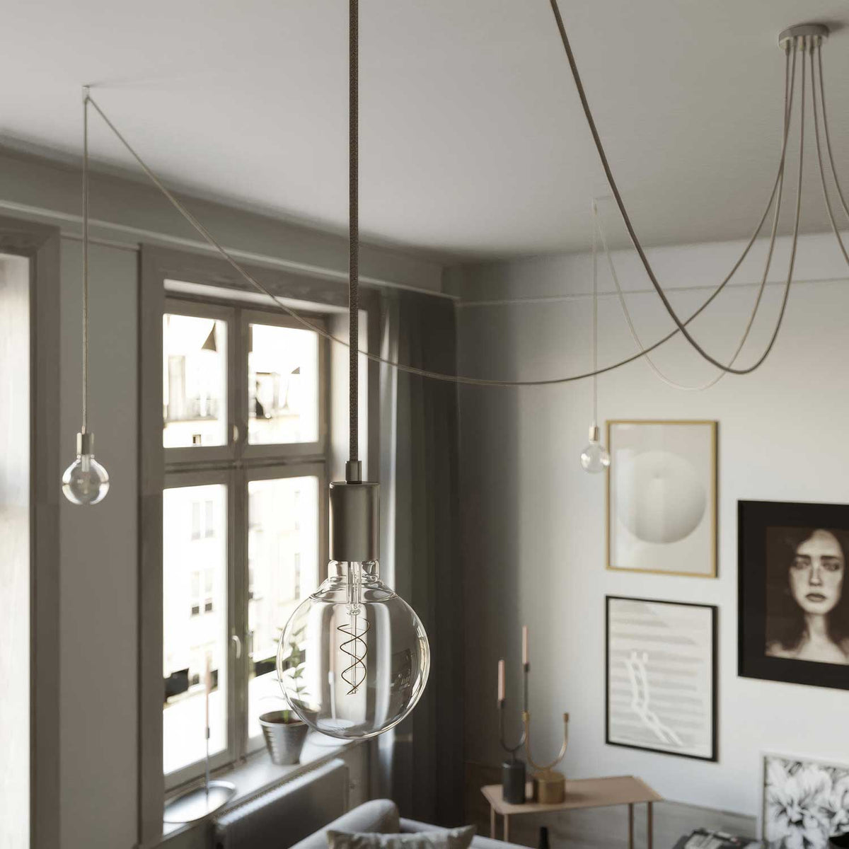 Spider – Pendelleuchte mit 5 Abhängungen und Metallfinish – Chrom – Ansicht 2
