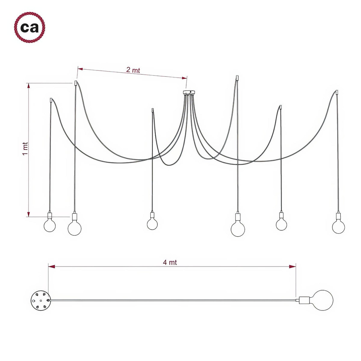 Spider – Mehrfach-Pendelleuchte mit 6 Abhängungen, Metall-Details – Chrom – Ansicht 5