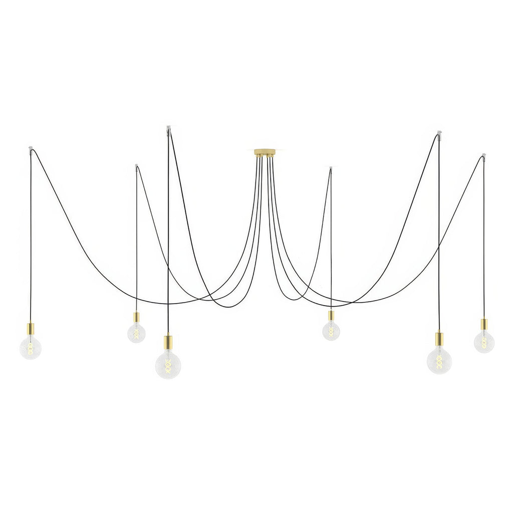 Spider – Mehrfach-Pendelleuchte mit 6 Abhängungen und Metall-Finish – Messing