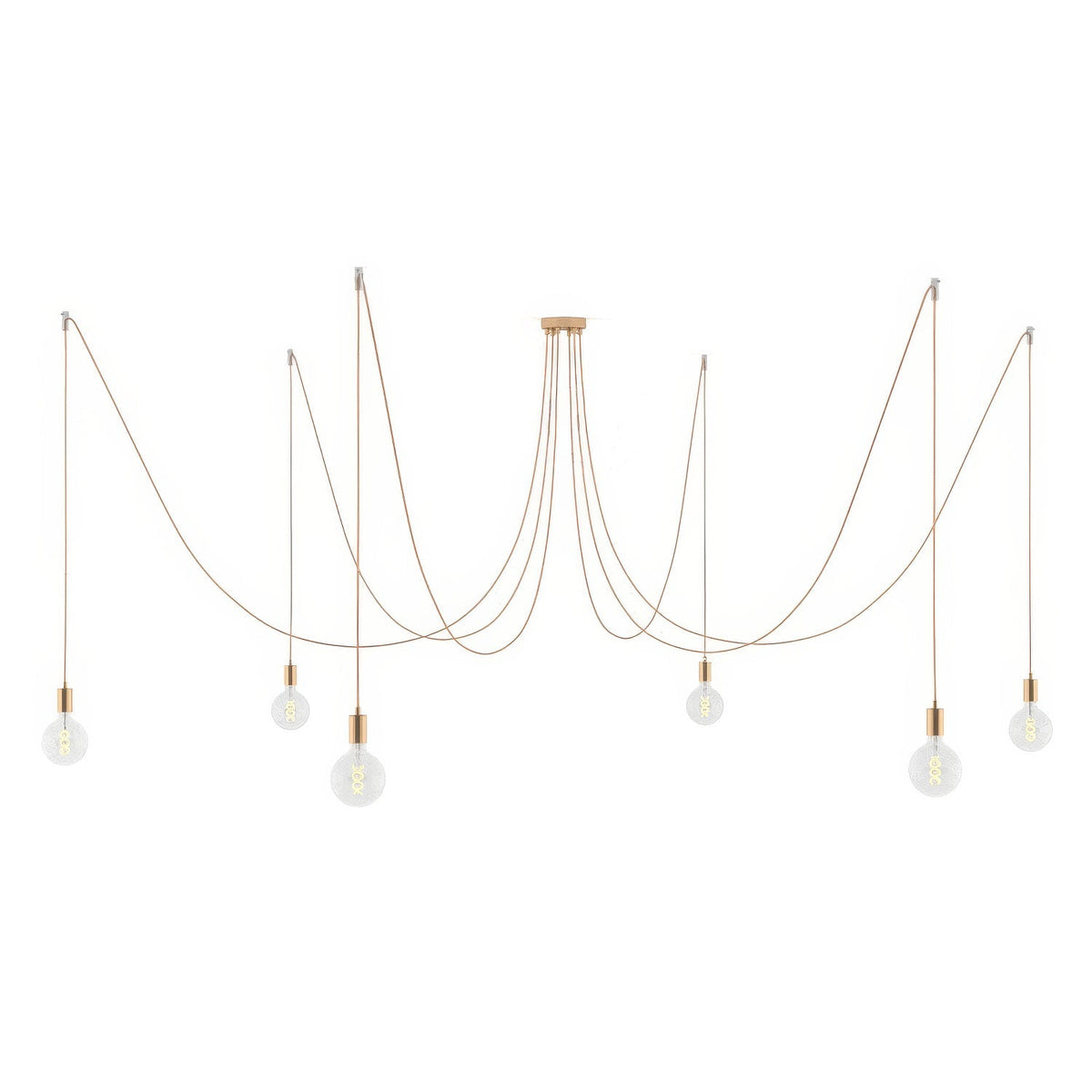 Spider – Mehrfach-Pendelleuchte mit 6 Kabeln und Metalldetails – Kupfer