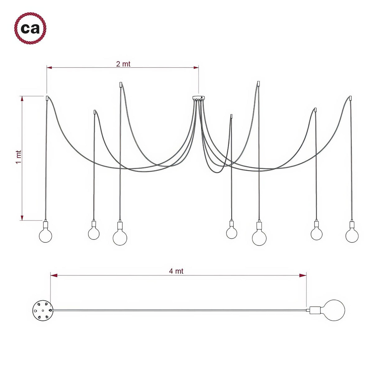 Spider – Mehrfachpendelleuchte mit 7 Hängern und Metall-Finish – Weiß – Ansicht 5