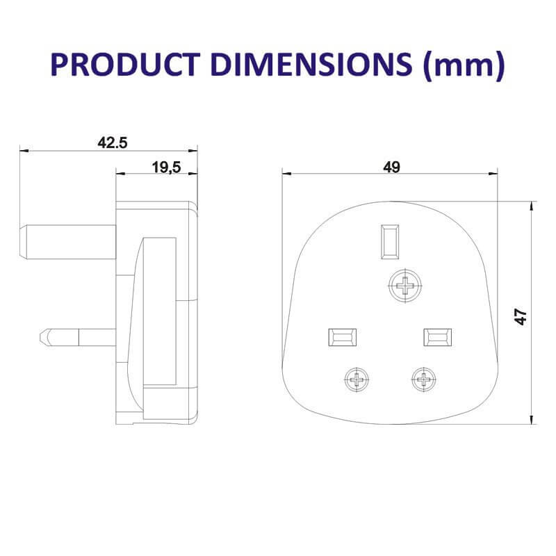 UK-Stecker, 3-polig – Weiß – Ansicht 3