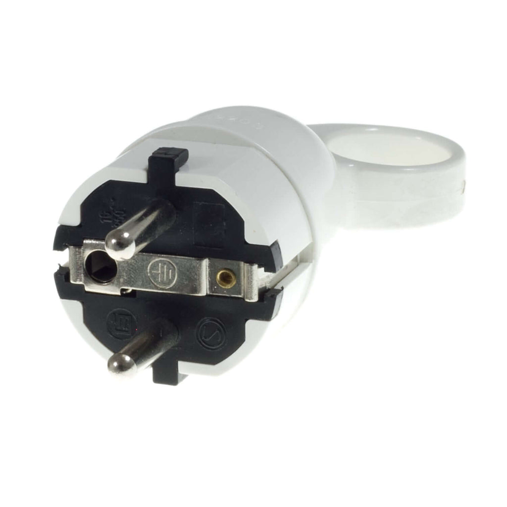 Schuko-Komfort-Stecker mit Ring 16A 250V – Weiß