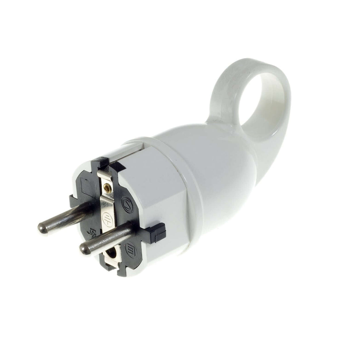 Schuko-Komfort-Stecker mit Ring 16A 250V – Weiß – Ansicht 3