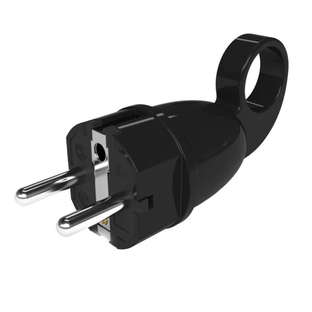 Komfort-Schukostecker mit Ring 16A 250V – Schwarz – Ansicht 3