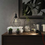 Table Snake – Plug-in-Lampe mit Lampenschirm im Diamond-Käfig – Schwarz – Ansicht 2