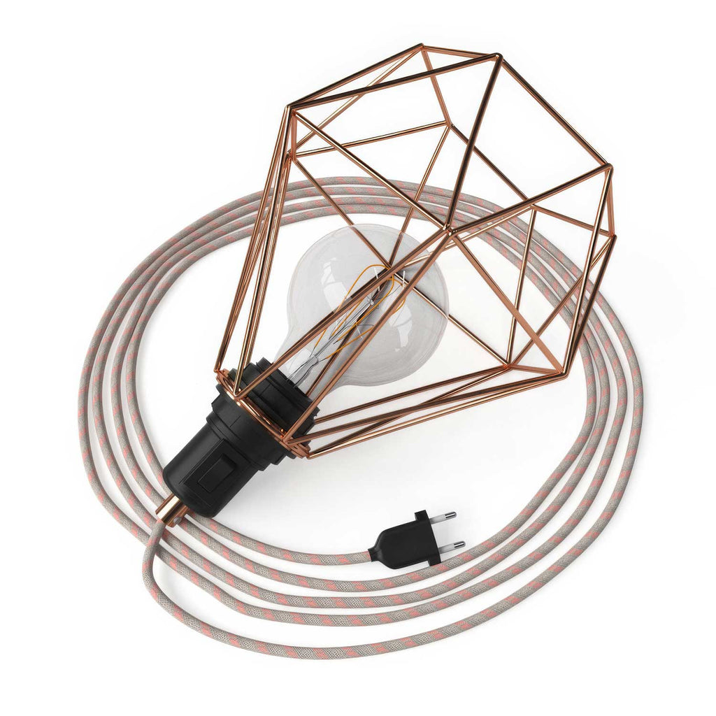 Table Snake – Plug-in-Lampe mit Lampenschirm Diamond-Käfig – Kupfer