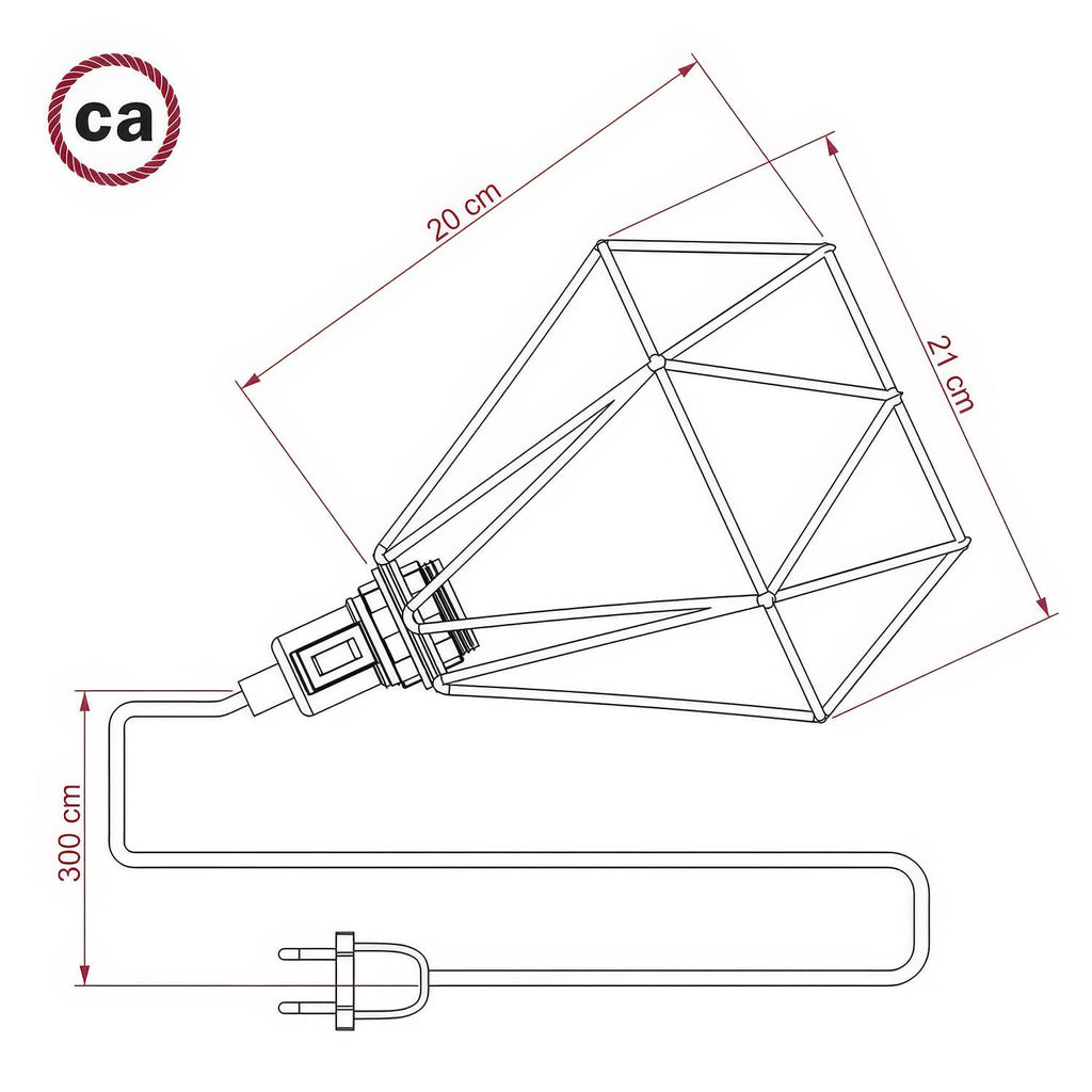Table Snake – Plug-in-Lampe mit Lampenschirm Diamond-Käfig – Kupfer – Ansicht 4