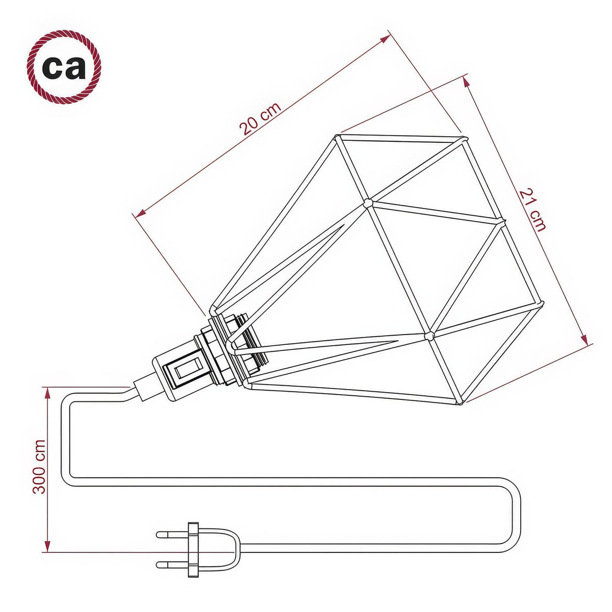 Table Snake – Plug-in-Lampe mit Lampenschirm Diamond-Käfig – Kupfer – Ansicht 4