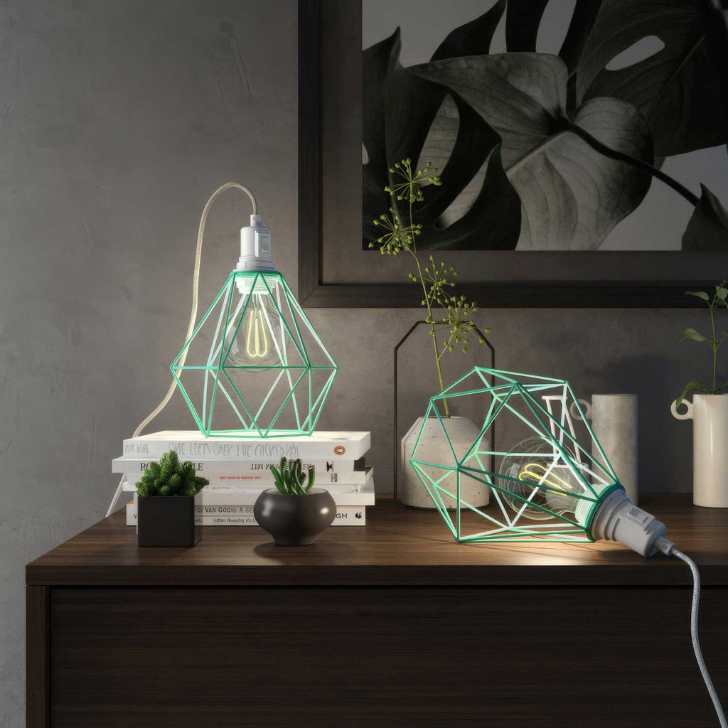 Table Snake – Steckerleuchte mit Diamant-Käfigschirm – Türkis – Ansicht 2