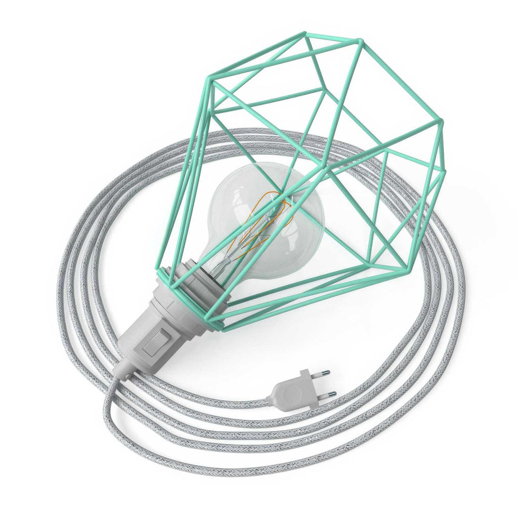 Table Snake – Steckerleuchte mit Diamant-Käfigschirm – Türkis