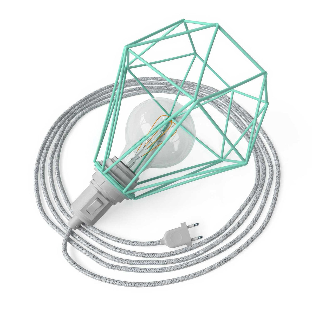 Table Snake – Steckerleuchte mit Diamant-Käfigschirm – Türkis