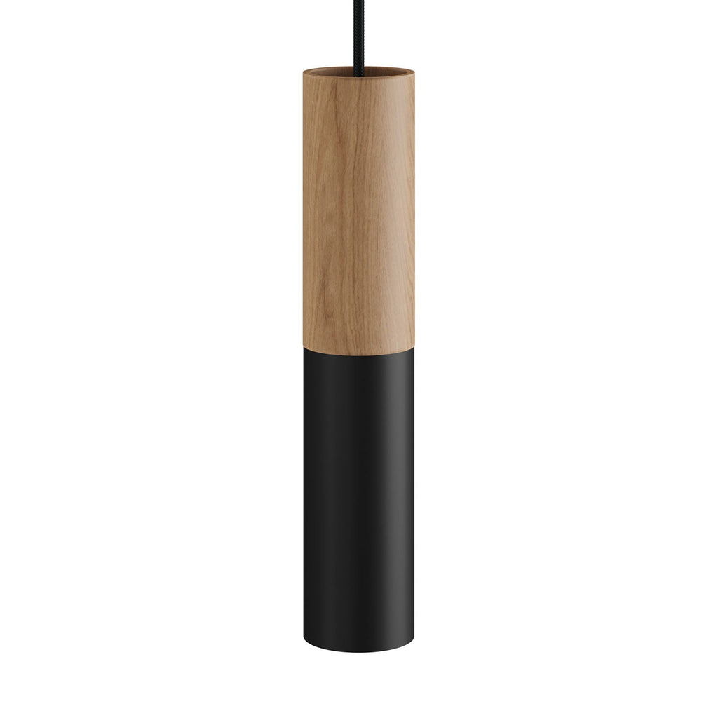 Tub-E14, Röhrchen aus Holz und Metall für Spot mit Doppelring E14-Fassung – Neutral & Schwarz