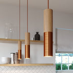 Tub-E14, Holz- und Metallröhre für Spotlampen mit Doppelringfassung E14 – Neutral und Satiniert Kupfer – Ansicht 5