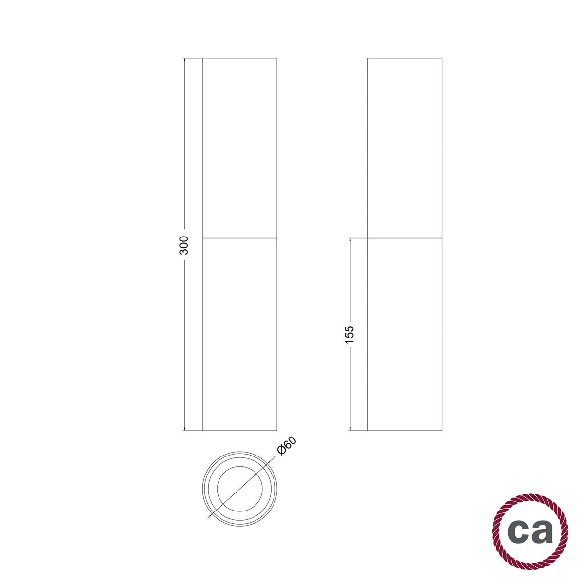 Tub-E14, Holz- und Metallröhre für Spotlampen mit Doppelringfassung E14 – Neutral und Satiniert Kupfer – Ansicht 6