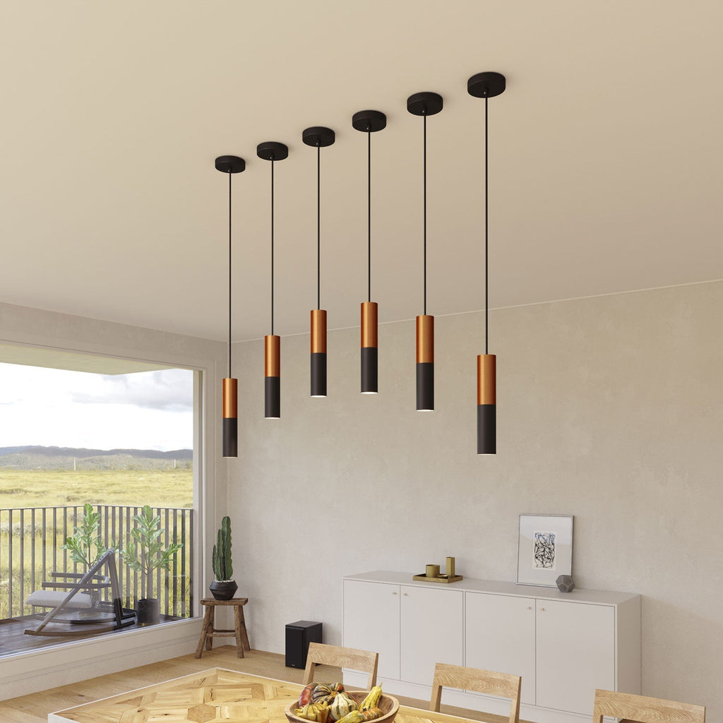 Tub-E14, doppeltes Metallrohr für Strahler mit Doppelmutter-E14-Fassung – Schwarz und Matt-Kupfer – Ansicht 5