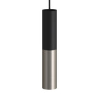 Tub-E14, doppeltes Metallrohr für Spot mit E14-Doppelmutter-Fassung – Schwarz und satiniertes Titan