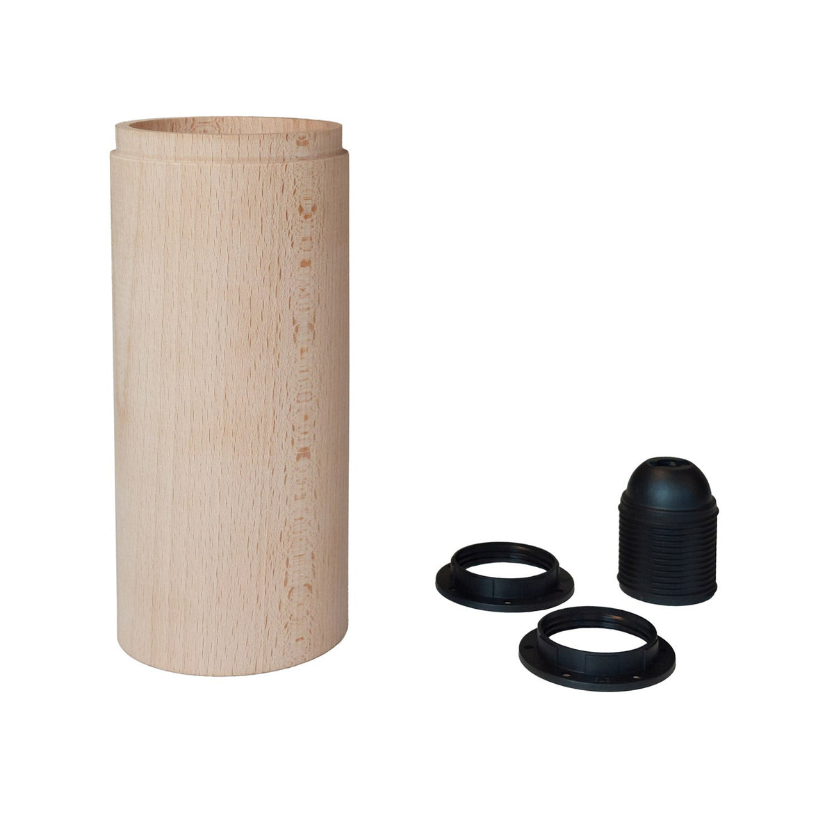 Tub-E27, Lampenschirm aus Holz für Spotleuchte mit E27-Doppelringfassung - Natur – Ansicht 2