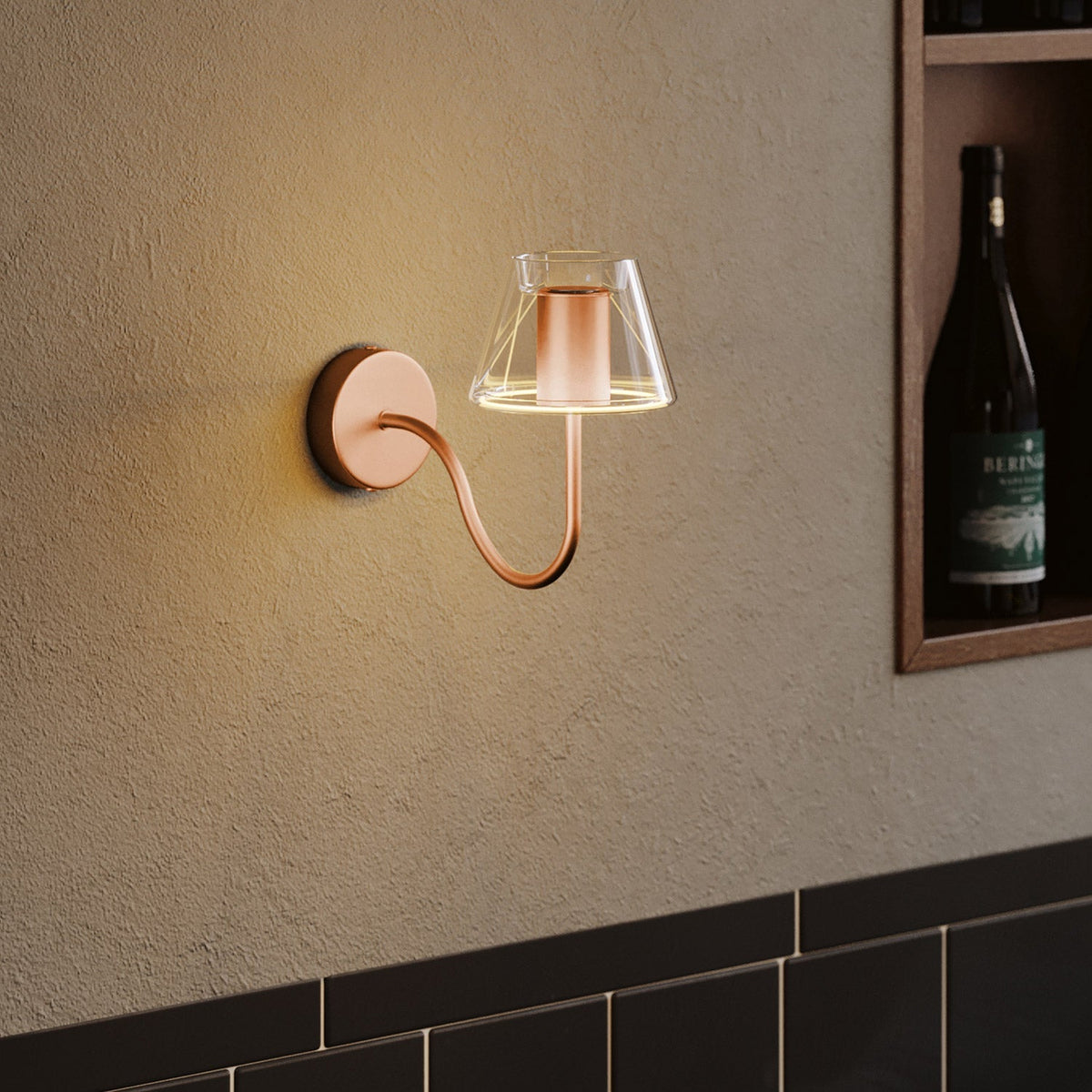 Gebogenes S-Verlängerungsrohr für Lampen, 16,5 cm aus Metall – Satin-Kupfer – Ansicht 2