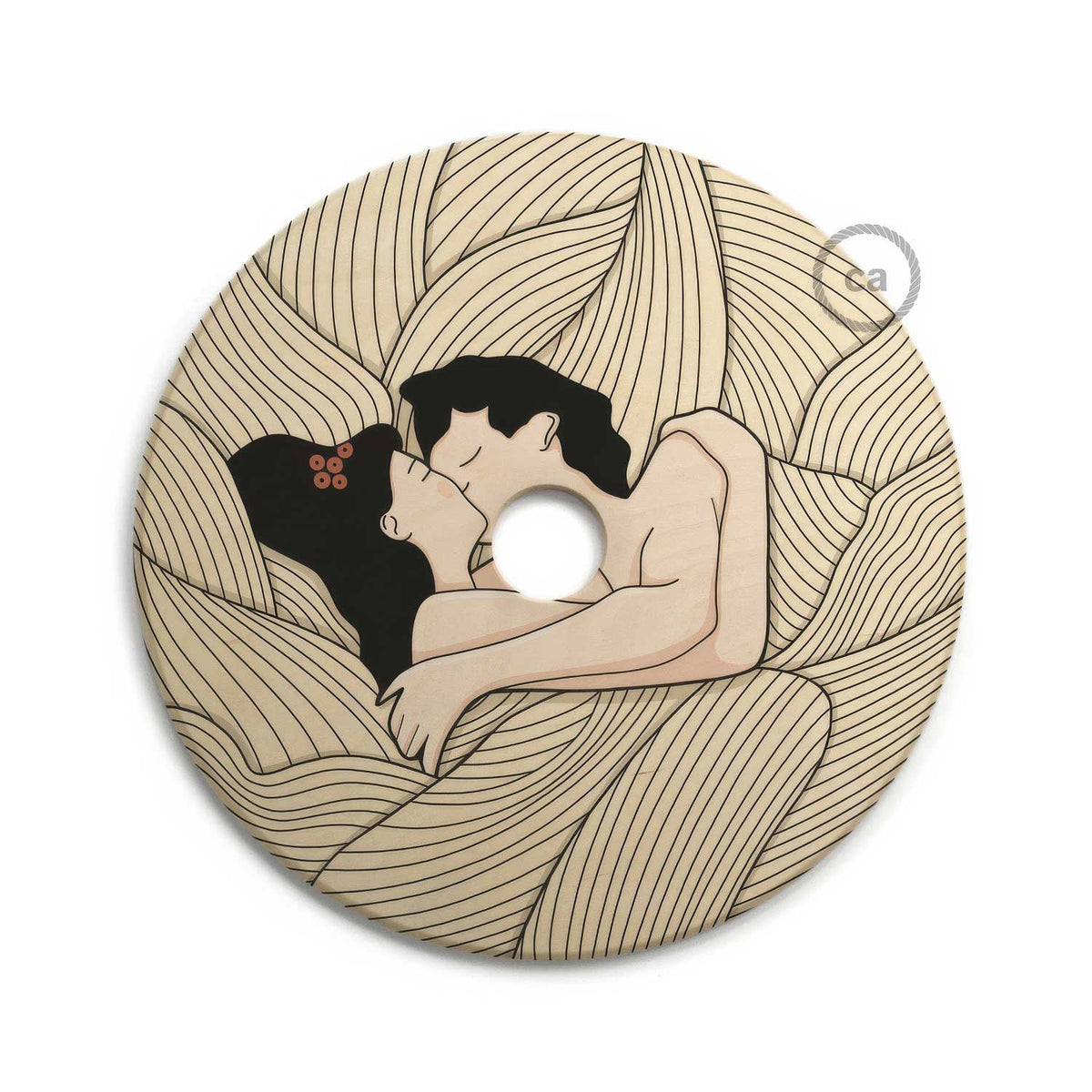 UFO-Lampenschirm aus Holz, Special Edition Italienische Illustratoren, beidseitig verwendbar, Durchmesser 33 cm – Carolina Zuniga – Ansicht 4