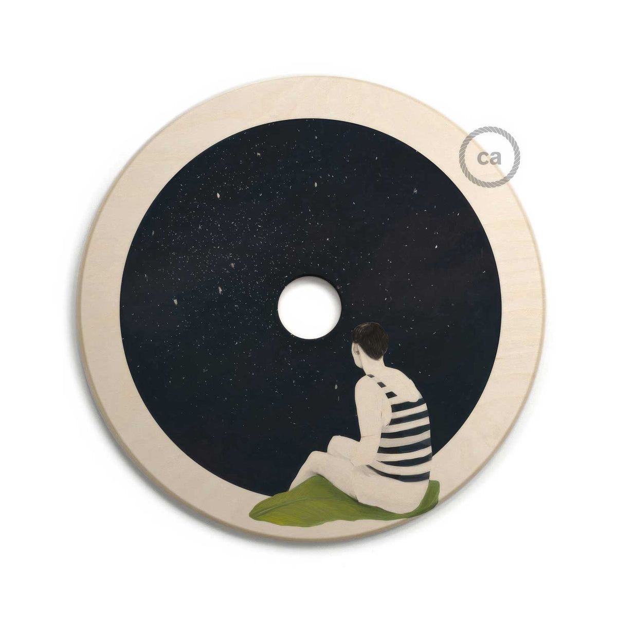 UFO-Lampenschirm aus Holz, Special Edition Italienische Illustratoren, beidseitig verwendbar, Durchmesser 33 cm – Chiara Fucà – Ansicht 5