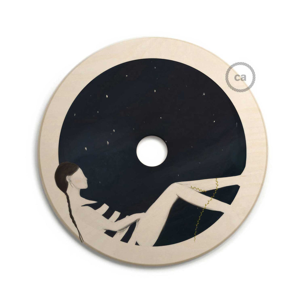UFO-Lampenschirm aus Holz, Special Edition Italienische Illustratoren, beidseitig verwendbar, Durchmesser 33 cm – Chiara Fucà – Ansicht 4