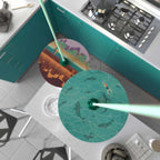 UFO-Schirm aus Holz, Special Edition Italienische Illustratoren, beidseitig, Durchmesser 33 cm – Davide Bonazzi – Ansicht 2